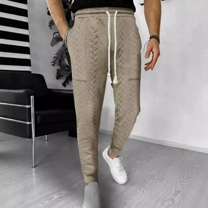 Men’s Jogger Pants – Jacquard Texture – Tapered Fit – Drawstring Waist – Cuffed Ankles