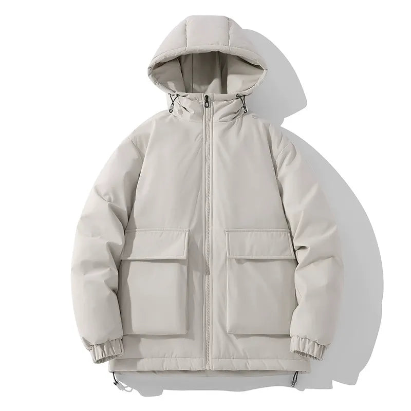 Men’s Hooded Jacket – Quilted Insulation – Oversized Fit – Zip Front – Elastic Cuffs