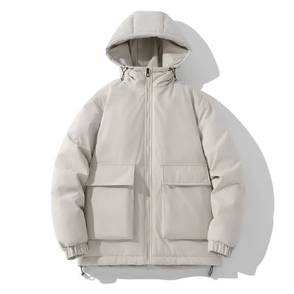 Men’s Hooded Jacket – Quilted Insulation – Oversized Fit – Zip Front – Elastic Cuffs