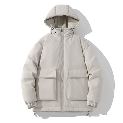 Men’s Hooded Jacket – Quilted Insulation – Oversized Fit – Zip Front – Elastic Cuffs