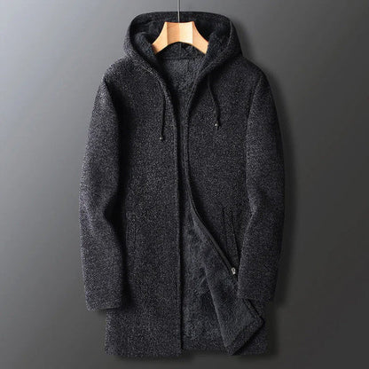 Men’s Hooded Jacket – Relaxed Fit – Textured Fleece – Zip Front