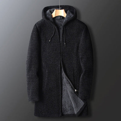 Men’s Hooded Jacket – Relaxed Fit – Textured Fleece – Zip Front