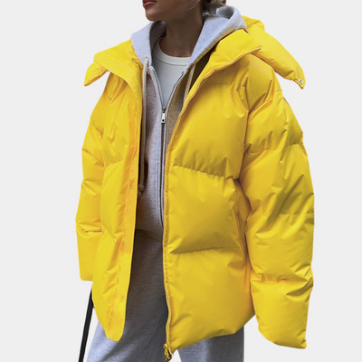 Women’s Padded Jacket – Oversized Fit – Quilted Hooded – Water-Resistant – Hip Length