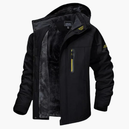 Men’s Outdoor Jacket – Waterproof Hooded – Fleece Lined – Casual Fit – Zipped Pocket