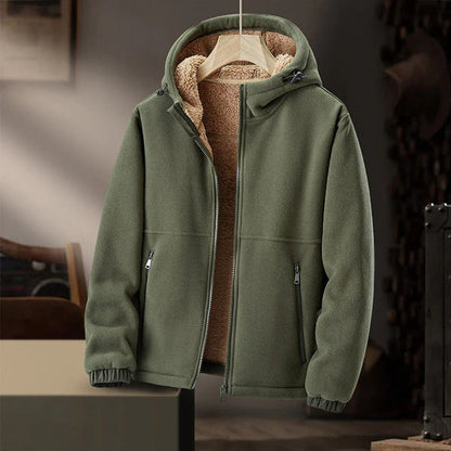 Men’s Fleece Jacket – Sherpa Lined – Regular Fit – Hooded with Zipper Closure