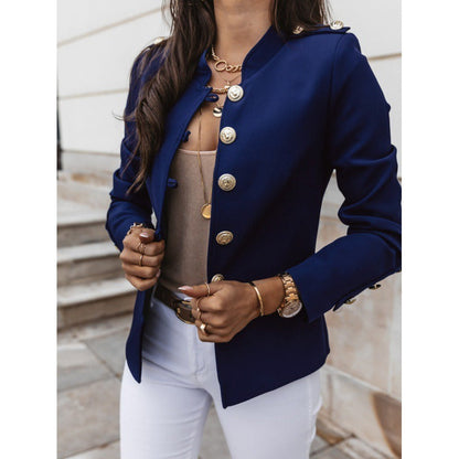 Women’s Blazer – Slim Fit – Double Breasted – Structured Shoulders – Cotton Blend – Waist Length