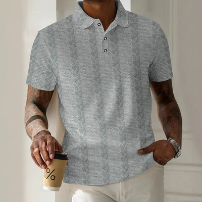 Men’s Polo Shirt – Textured Jacquard – Regular Fit – Short Sleeve – Button Placket