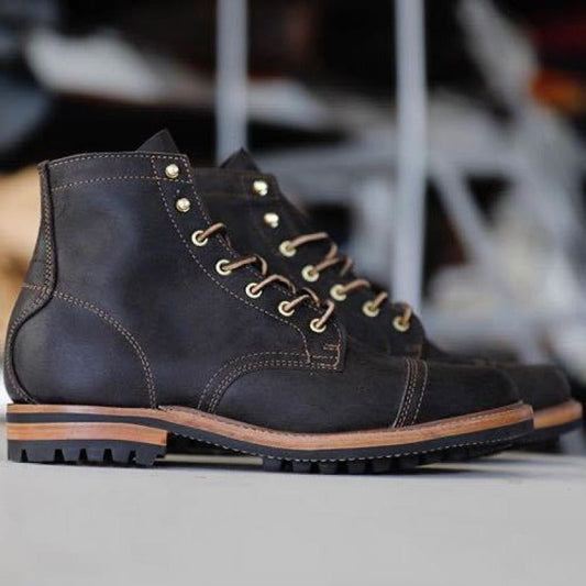 Men’s Ankle Boots – Leather – Lace-Up – Rugged Sole – Low Heel – Casual Fit