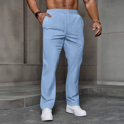 Men’s Jogger Pants – Relaxed Fit – Knit Texture – Elastic Waist – Full Length Casual