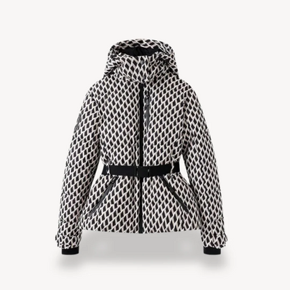 Women’s Puffer Jacket – Fitted Waist – Hooded – Quilted – Zip Front – High Collar