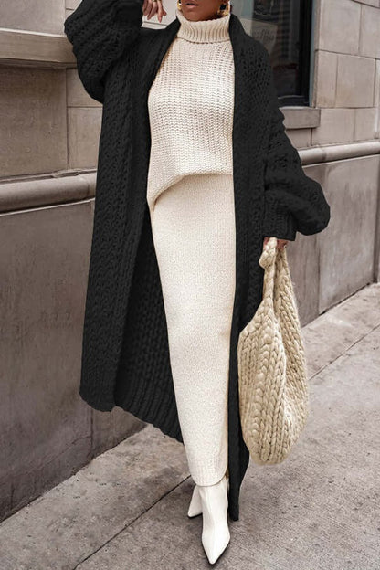 Women’s Cardigan – Chunky Wool Knit – Oversized Fit – Long Open Front Layering Piece