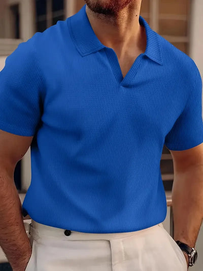 Men’s Polo Shirt – Slim Fit – Waffle Knit – Short Sleeve – Smart Casual
