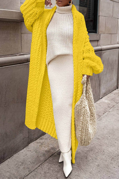 Women’s Cardigan – Chunky Wool Knit – Oversized Fit – Long Open Front Layering Piece