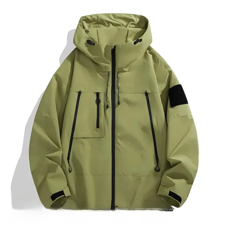Men’s Jacket – Oversized Fit – Wind-Resistant – Zippered Pockets – Adjustable Hood