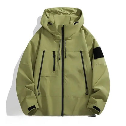 Men’s Jacket – Oversized Fit – Wind-Resistant – Zippered Pockets – Adjustable Hood