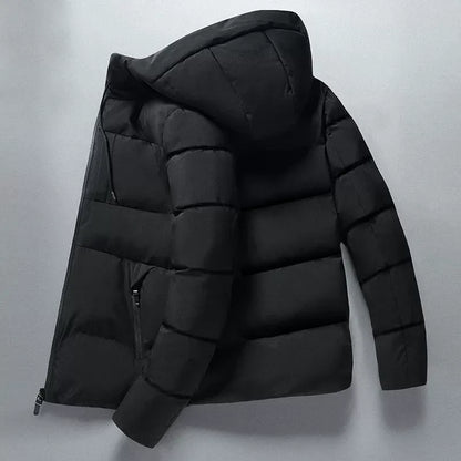 Men’s Hooded Jacket – Quilted Slim Fit – Cotton Padded – Insulated Casual Outerwear