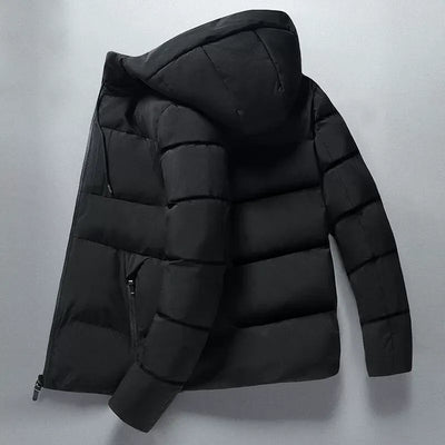Men’s Hooded Jacket – Quilted Slim Fit – Cotton Padded – Insulated Casual Outerwear