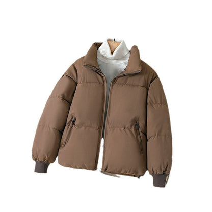 Women’s Puffer Jacket – Oversized Fit – Quilted Cotton Blend – Stand-Up Collar