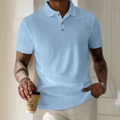 Men’s Polo Shirt – Textured Jacquard – Regular Fit – Short Sleeve – Button Placket