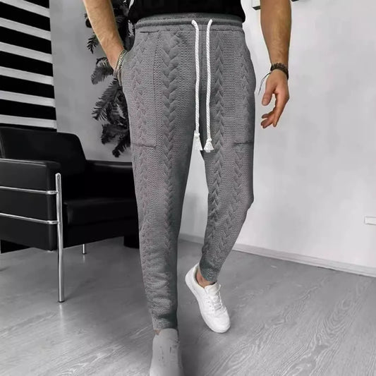 Men’s Jogger Pants – Jacquard Texture – Tapered Fit – Drawstring Waist – Cuffed Ankles