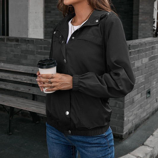 Women’s Rain Jacket – Waterproof Windproof – Relaxed Fit – Hooded Zip Front