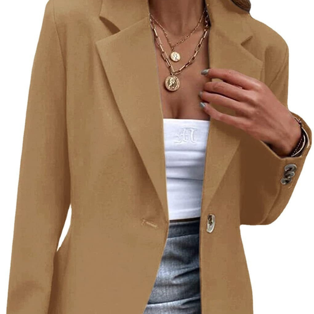 Women’s Blazer – Tailored Fit – Wool Blend – Single Button – Notched Lapel – Hip Length