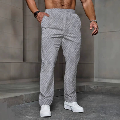Men’s Jogger Pants – Relaxed Fit – Knit Texture – Elastic Waist – Full Length Casual