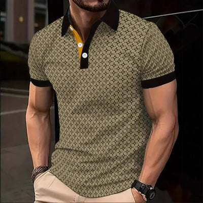 Men’s Polo Shirt – Slim Fit – Cotton – 3D Print – Short Sleeve Casual Style