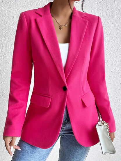 Women’s Coat – Tailored Slim Fit – Wool Blend – Notched Lapel – Hip Length – Single-Breasted
