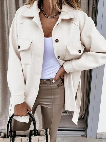 Women’s Windproof Jacket – Oversized Fit – Button Front – Hip Length – Casual Wear
