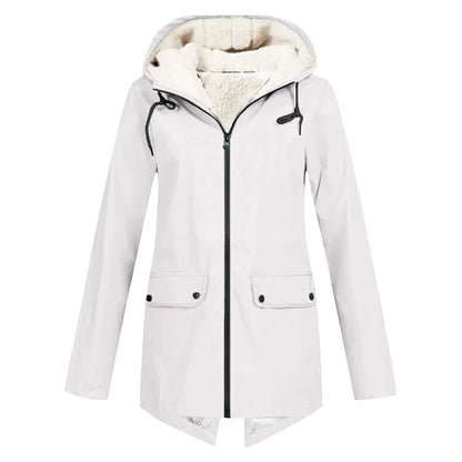 Women’s Trench Coat – Waterproof – Fleece Lined – Hooded – Tailored Fit – Mid Length