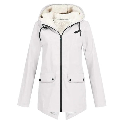 Women’s Trench Coat – Waterproof – Fleece Lined – Hooded – Tailored Fit – Mid Length