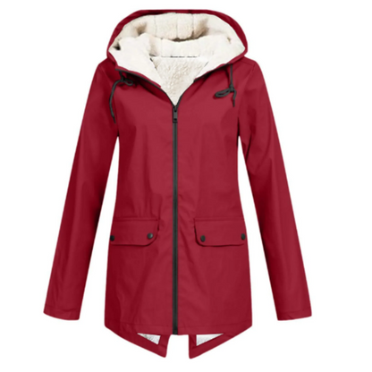 Women’s Trench Coat – Waterproof – Fleece Lined – Hooded – Tailored Fit – Mid Length