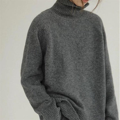 Women’s Turtleneck Sweater – Oversized Fit – Soft Wool – Ribbed Hem and Cuffs