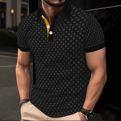 Men’s Polo Shirt – Slim Fit – Cotton – 3D Print – Short Sleeve Casual Style