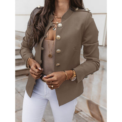 Women’s Blazer – Slim Fit – Double Breasted – Structured Shoulders – Cotton Blend – Waist Length