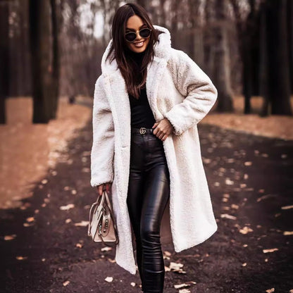 Women’s Wool Coat – Oversized Fit – Full Length – Hooded with Button Fastening