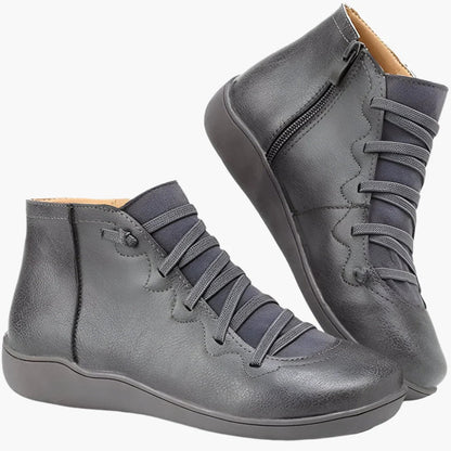 Women’s Ankle Boots – Lace-Up and Side Zip – Cushioned Flat Sole – Sleek Fit