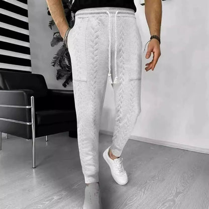 Men’s Jogger Pants – Jacquard Texture – Tapered Fit – Drawstring Waist – Cuffed Ankles