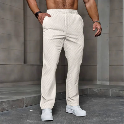 Men’s Jogger Pants – Relaxed Fit – Knit Texture – Elastic Waist – Full Length Casual