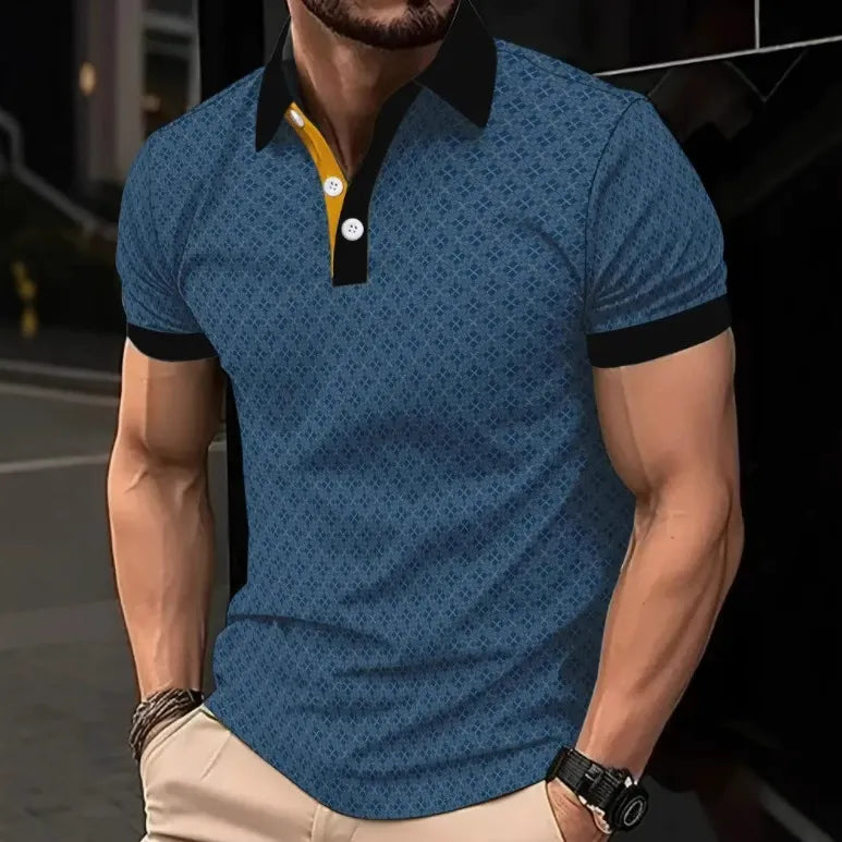 Men’s Polo Shirt – Slim Fit – Cotton – 3D Print – Short Sleeve Casual Style