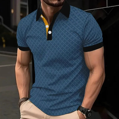 Men’s Polo Shirt – Slim Fit – Cotton – 3D Print – Short Sleeve Casual Style