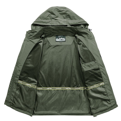Men’s Hooded Jacket – Lightweight Quick-Dry – Loose Fit – Multi-Pocket Outdoor Wear
