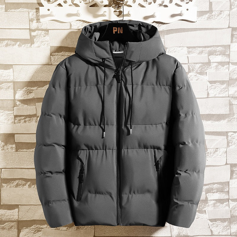 Men’s Hooded Jacket – Quilted Slim Fit – Cotton Padded – Insulated Casual Outerwear