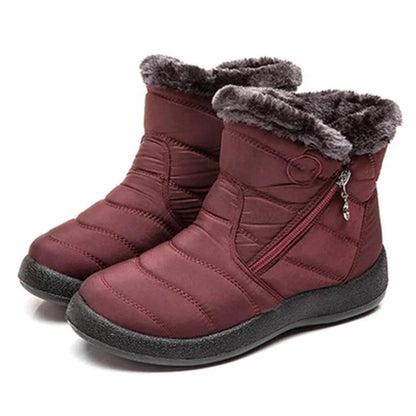 Women’s Ankle Boots – Quilted Water-Resistant – Faux Fur Lined – Zip Closure Non-Slip