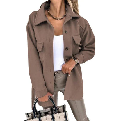 Women’s Windproof Jacket – Oversized Fit – Button Front – Hip Length – Casual Wear