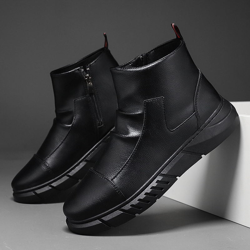 Men’s Ankle Boots – Genuine Leather – Side Zipper – Sleek Fit – Grip Sole