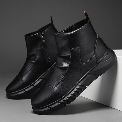 Men’s Ankle Boots – Genuine Leather – Side Zipper – Sleek Fit – Grip Sole