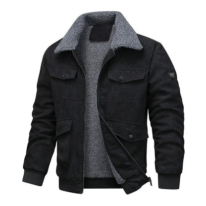 Men’s Jacket – Corduroy Exterior – Sherpa Lined – Relaxed Fit – Four Pockets