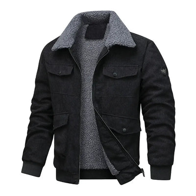 Men’s Jacket – Corduroy Exterior – Sherpa Lined – Relaxed Fit – Four Pockets